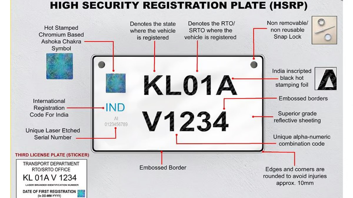 High-security number plates are mandatory in vehicles