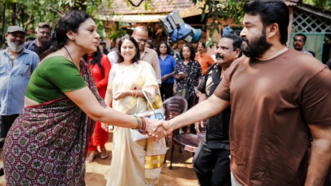 Shobhana, Mohanlal's film's pooja performed and Mohanlal shares pictures