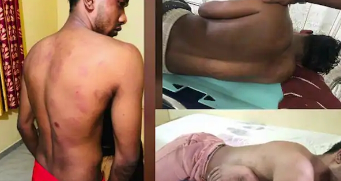 The young man was tied up and beaten up.