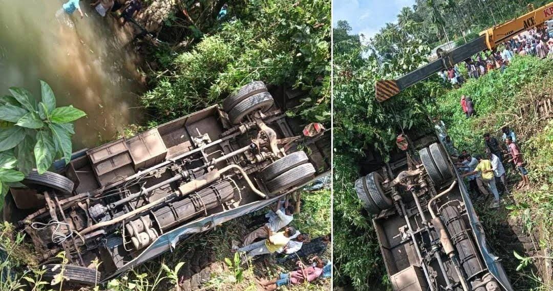 Bus overturns into river at Tiruvambadi; 2 dead, many injured