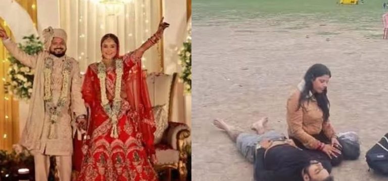 Vinay and Himanshi arrived in Kashmir for their honeymoon.