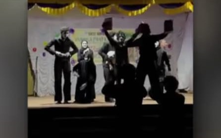 Palestine solidarity mime at Kumbala School; will be performed again tomorrow